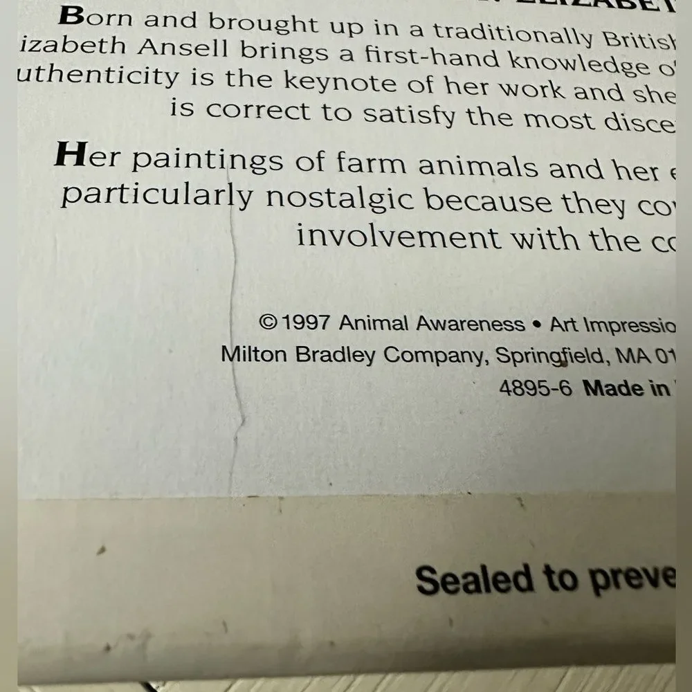 SEALED Vtg 1000 pc The Gallery Puzzle Chickens Animal Awareness Elizabeth Ansell